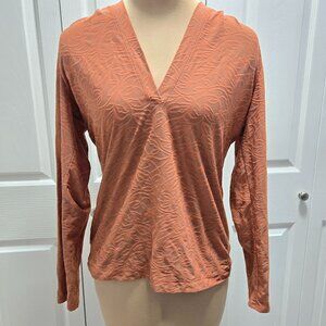 Lucy Burnt Orange V-Neck Hooded Sweatshirt Size Medium